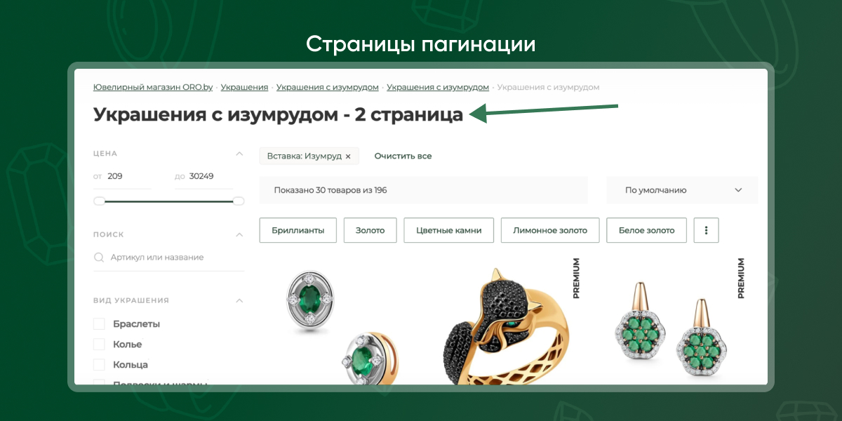 Реализация страниц пагинации